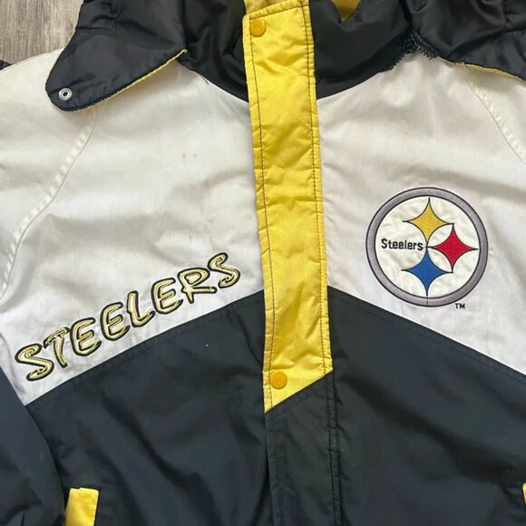 Vintage Pittsburgh Steelers Pro Player Graffiti Spellout Jacket Size M - Picture 2 of 9